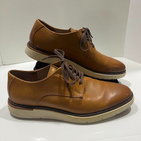 Allen Edmonds Carson Hybrid Derby Leather Shoes Cognac Brown